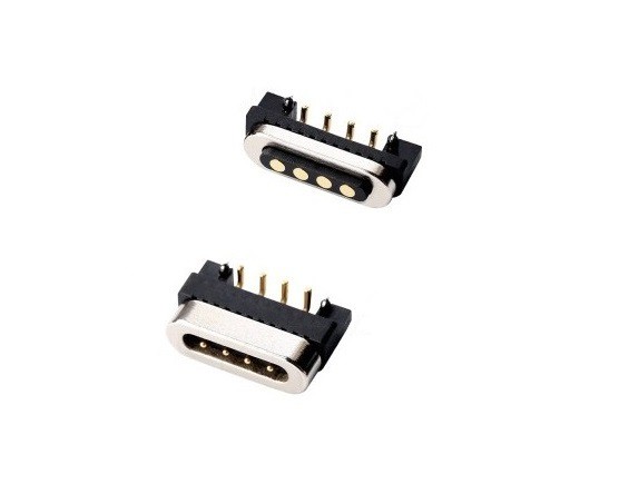 Magnetic 4 Pin Right Angle Pogo Pin Connector