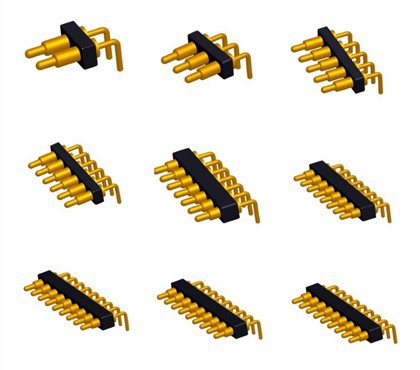 Sping-loaded Right Angle Pogo Pin Connector